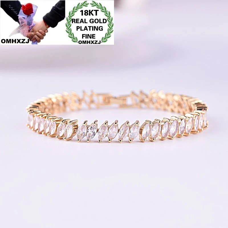 OMHXZJ BA133 Jewelry Wholesale European Fashion Woman Girl Party Birthday Wedding Gift Horse Eye AAA Zircon 18KT Gold Bracelet