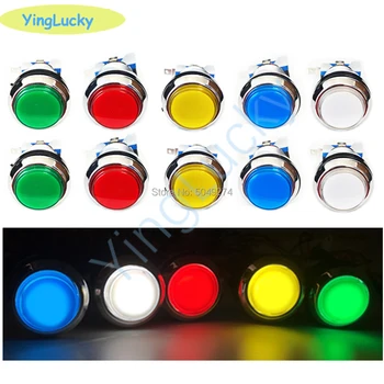 Kit de boutons d'arcade led, 8 pièces, argent luminescent, bouton 12v 33mm pour boîtier de boîte arcade jamma pandora