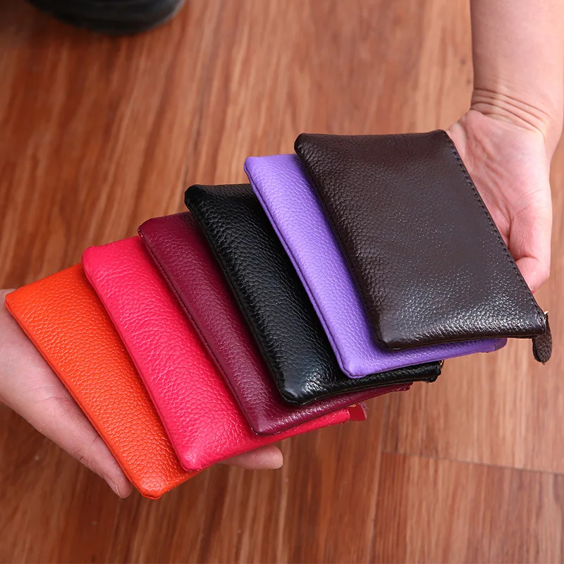 Full-Grain Leather Women's Mini Coin Purse Men's Leather Wallet Wallet Custom Small Wallet Factory Wholesale Coin Bag