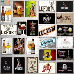 Belgium Beer Omer Kwaremont Tripel Lefort Vintage Metal Plates For Wall Bar Home Pub Art Kitchen Coffee  Decor 30X20CM DU-10056B