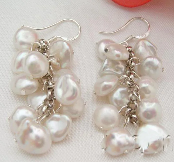 

New Arrival Favorite Pearl Earrings 6-11mm Natural White Keshi Freshwater Pearls S925 Silver Hook Dangle Earring Women Gift