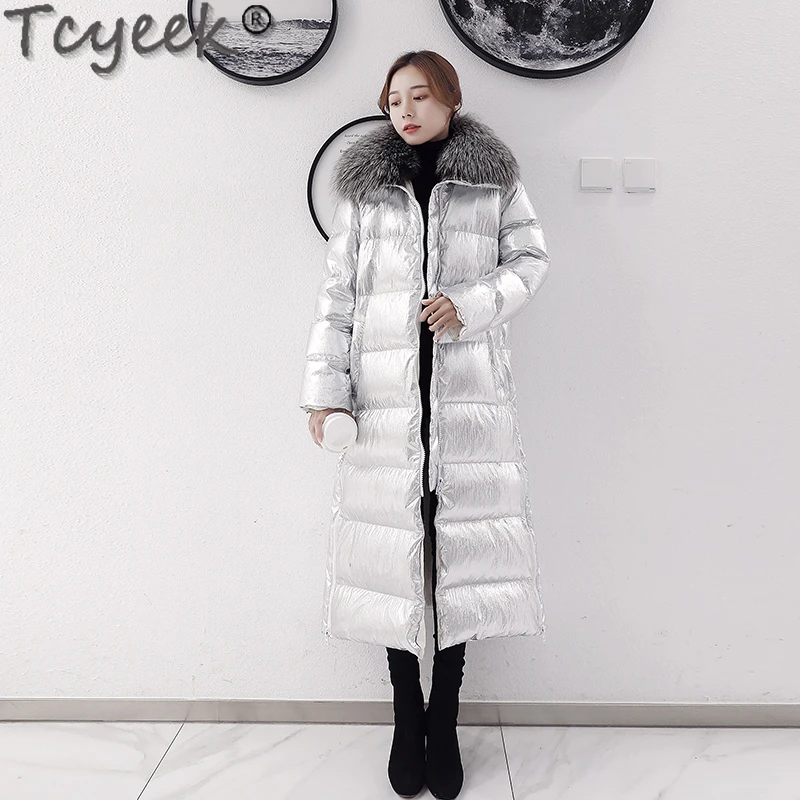 Long Women's Winter Down Jacket 90% White Duck Down Coat Female Thick Hooded Parkas Fox Fur Collar 2021 Abrigo Mujer 4743