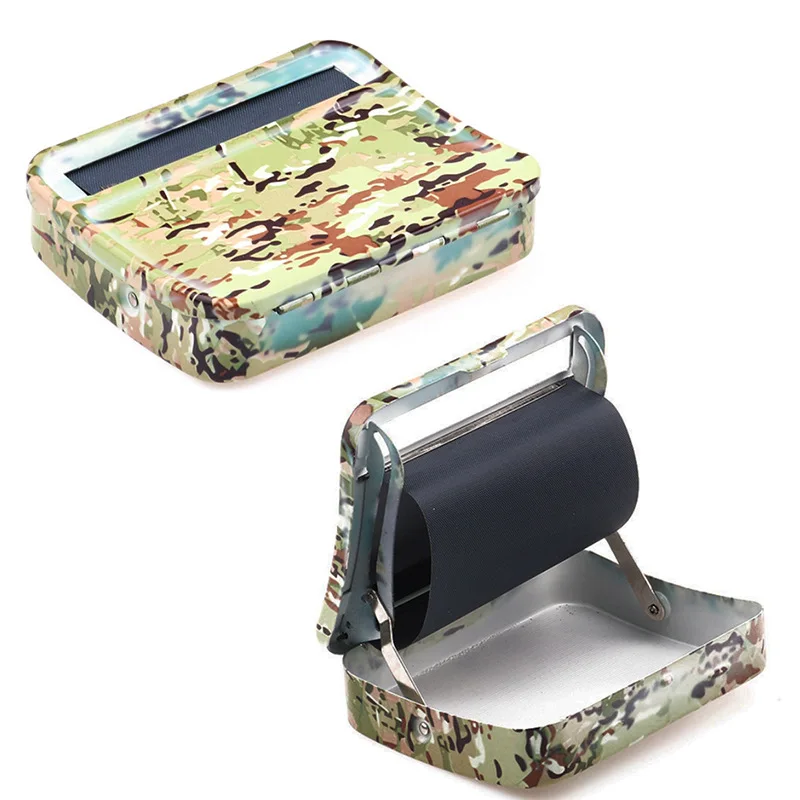 Really Cool 70mm/78 mm Camouflage Metal Automatic Tobacco Smoking Smoke Roller Rolling Machine Box Case Cigarette Maker