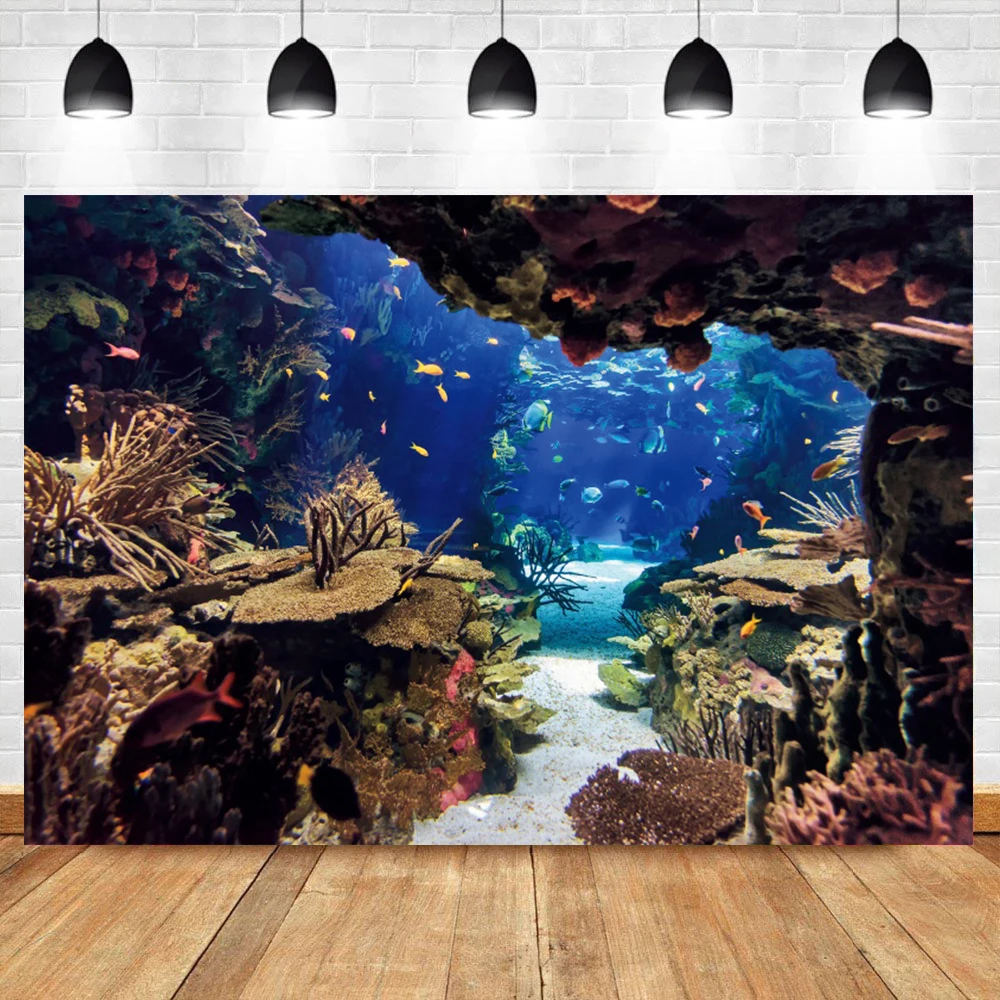 Summer Tropical Ocean Underworld Coral Fish Scenic Photography Backdrop Aquarium Photography Background Photo Studio Potocall