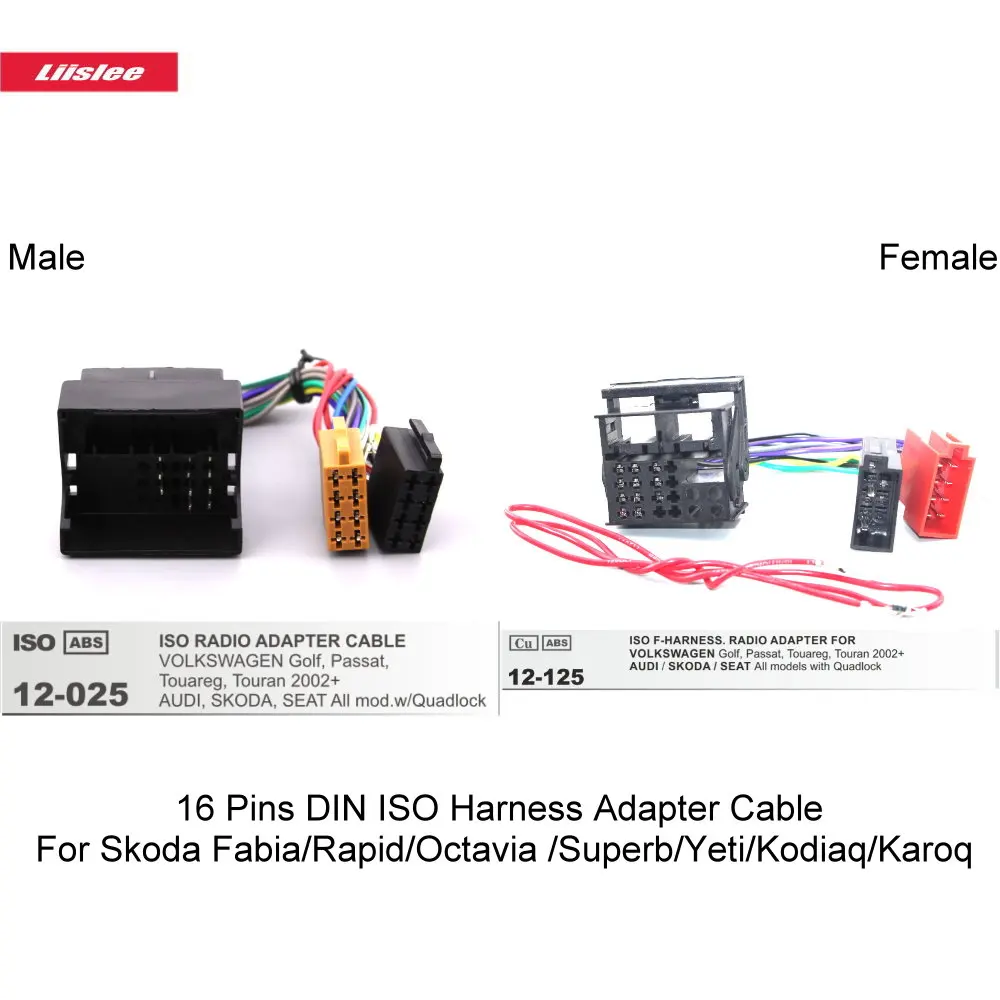 

16 Pins DIN ISO Car Harness Adapter Cable For Skoda Fabia/Rapid/Octavia/Superb/Yeti/Kodiaq/Karoq