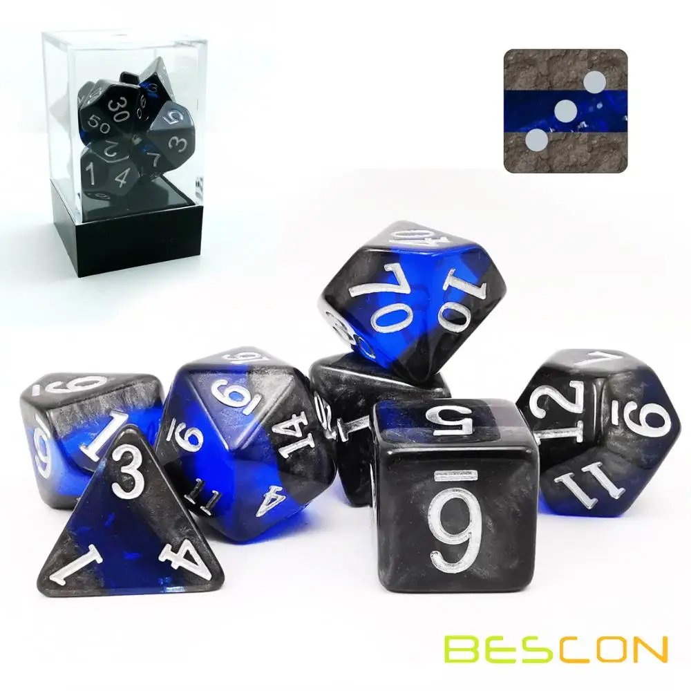 

Bescon Mineral Rocks GEM VINES Polyhedral D&D Dice Set of 7, RPG Role Playing Game Dice 7pcs Set of SAPPHIRE