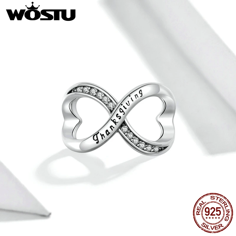 

WOSTU Metal Beads for Women silver Jewelry Making Original 925 Sterling Silver Infinity Symbol Silver Bracelet Charm FIC1636