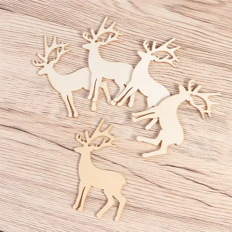 Reindeer Reindeer Decorationation DIY Wood Deer Crafts Deer Graffit Wood Piece DIY Painting Slices Educational Wood Crafts