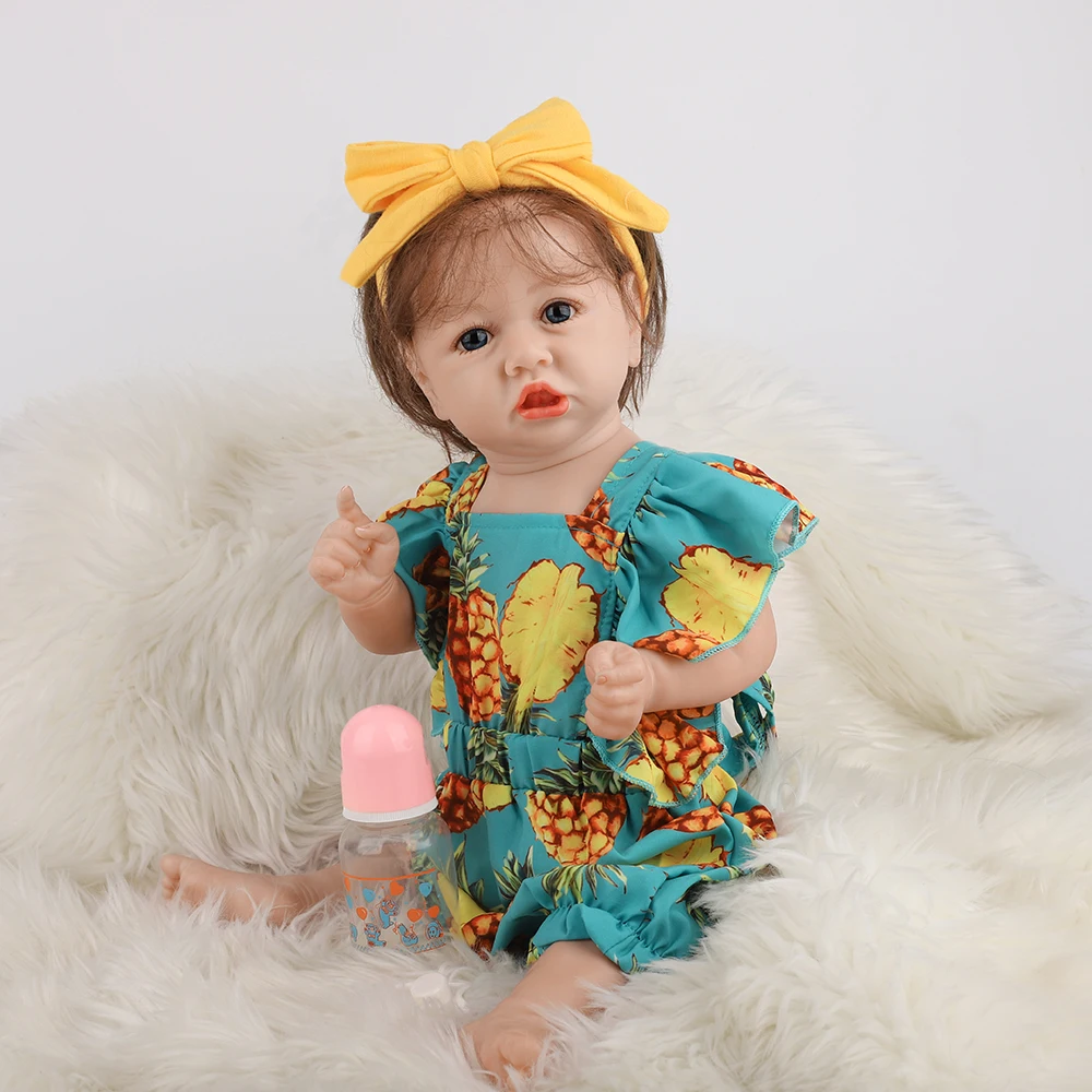 

UCanaan Reborn Baby Doll 22'' 55CM Full Vinyl Silicone Girls Dolls Children Toddler Bath Toys Best Gift For Kids Xmas Gift