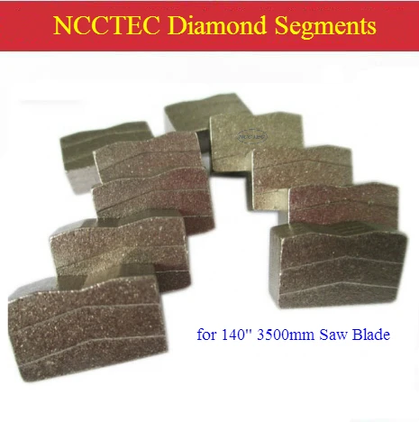 Diamond segments teeth heads for Diameter 140'' 3500mm 3.5M Volcanic mine Multi saw blade cutting Lava Stone Rock 15/20mm Height