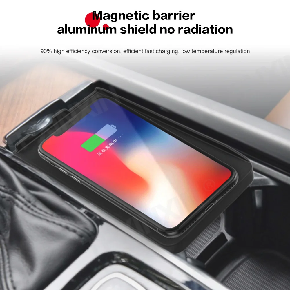 QI Car Wireless Charger For Volvo XC90 XC60 S90L V90 2017 2018 Infrared Fast Wireless Charging Car Phone Holder For Iphone