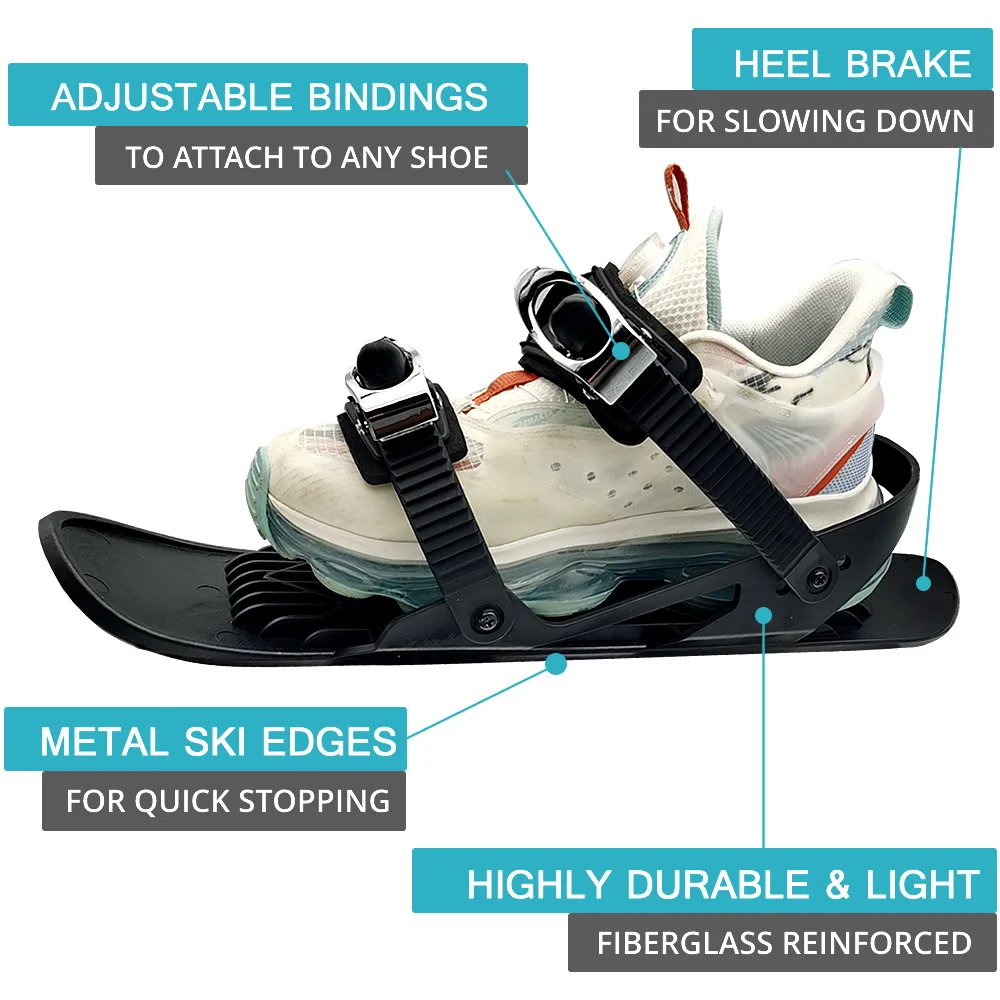 NestNiche Mini Patins De Ski Courts, Patins De Ski Courts pour la Neige, Patins à Neige Courts pour Chaussures d'hiver, Chaussures De Ski D'extérieur pour équipement De Ski De Sports d'hiver