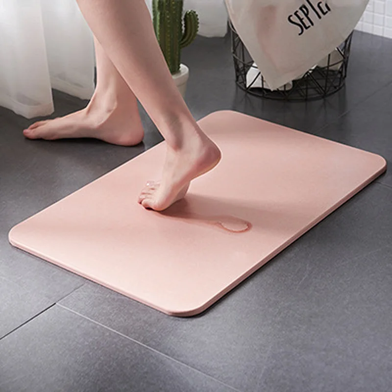 Anti-Slip Diatomite Absorbent Mud Washable Rug Bath Mat Bathroom Carpet Toilet Floor Mat Shower Quick-drying Bath Mats Foot Pad