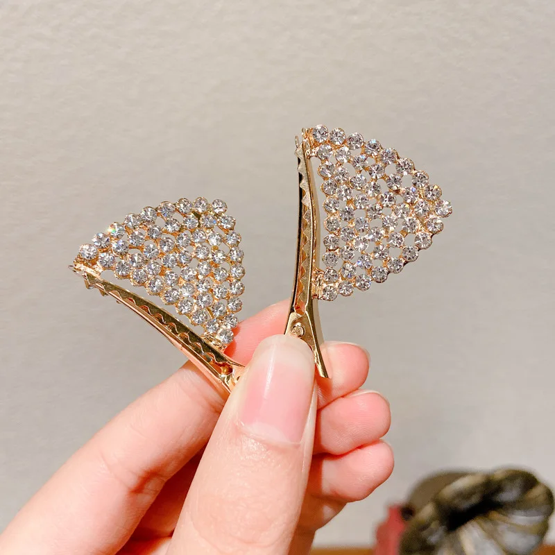 1 Pair Girls Rhinestone Hair Clips Crystal Cat Ear Hair Clip Kids Barrettes Hairpins For Daily Wearing And Party Decorations
