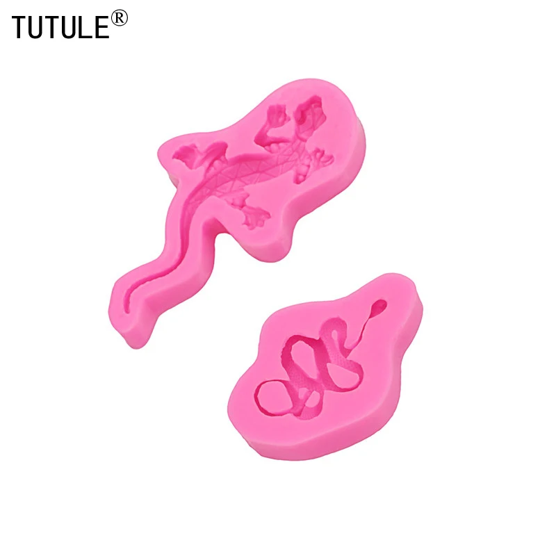 gecko Lizard Flexible Mold Snake Keychain Silicone Mold Polymer Clays Resin earrings Fondant Chocolate Gum Paste Food Safe Mold