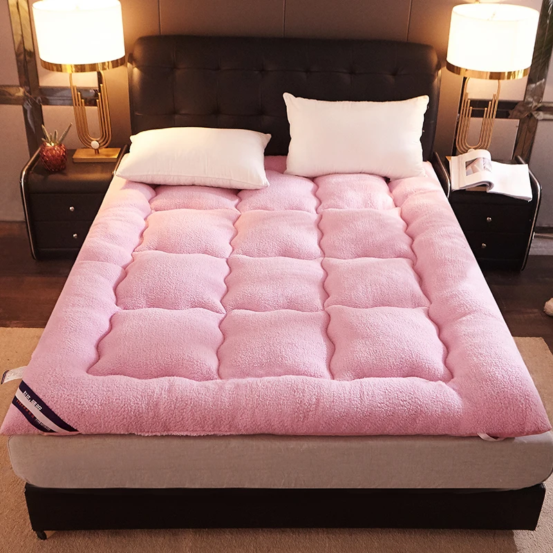 

Double-sided usable lamb velvet mattress 1.8m bed dormitory single double tatami mat thick warm winter futon