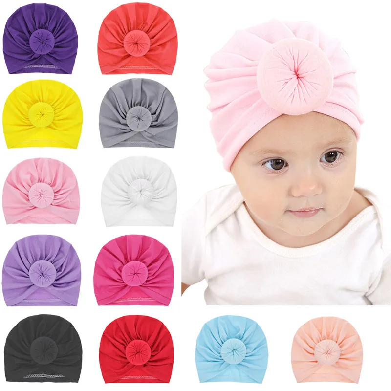 

New Baby Hat for Girl Boy Summer Donut Turban Hat Baby Beanie Cotton Toddler Baby Cap Newborn Photography Props