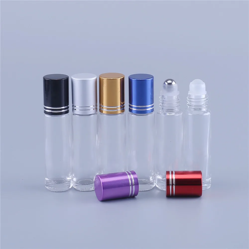 10ml transparent glass roll on perfume bottle, 10cc clear essential oil rollon bottle, small glass roller container 500pcs/lot