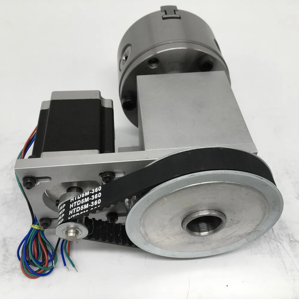 4 Axis rotation A Axis Extend Rotary  4 Jaw 80mm K12-80 Chuck and Nema23 stepper motor MT2 Tailstock for wood CNC Milling Router