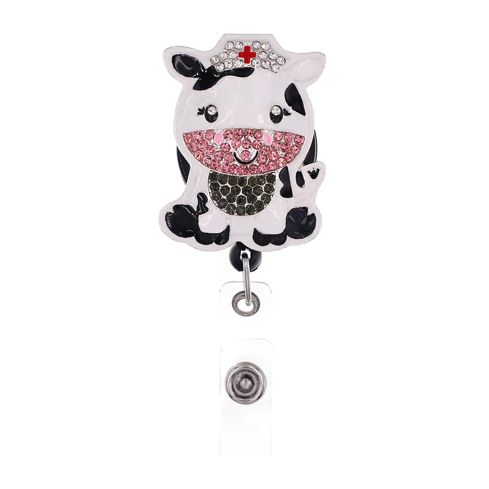 

Sparkly Medical Rhinestone Cute Lovely Cow/Cattle Retractable ID Nurse Badge Reel/Holder for Nurse Accessories