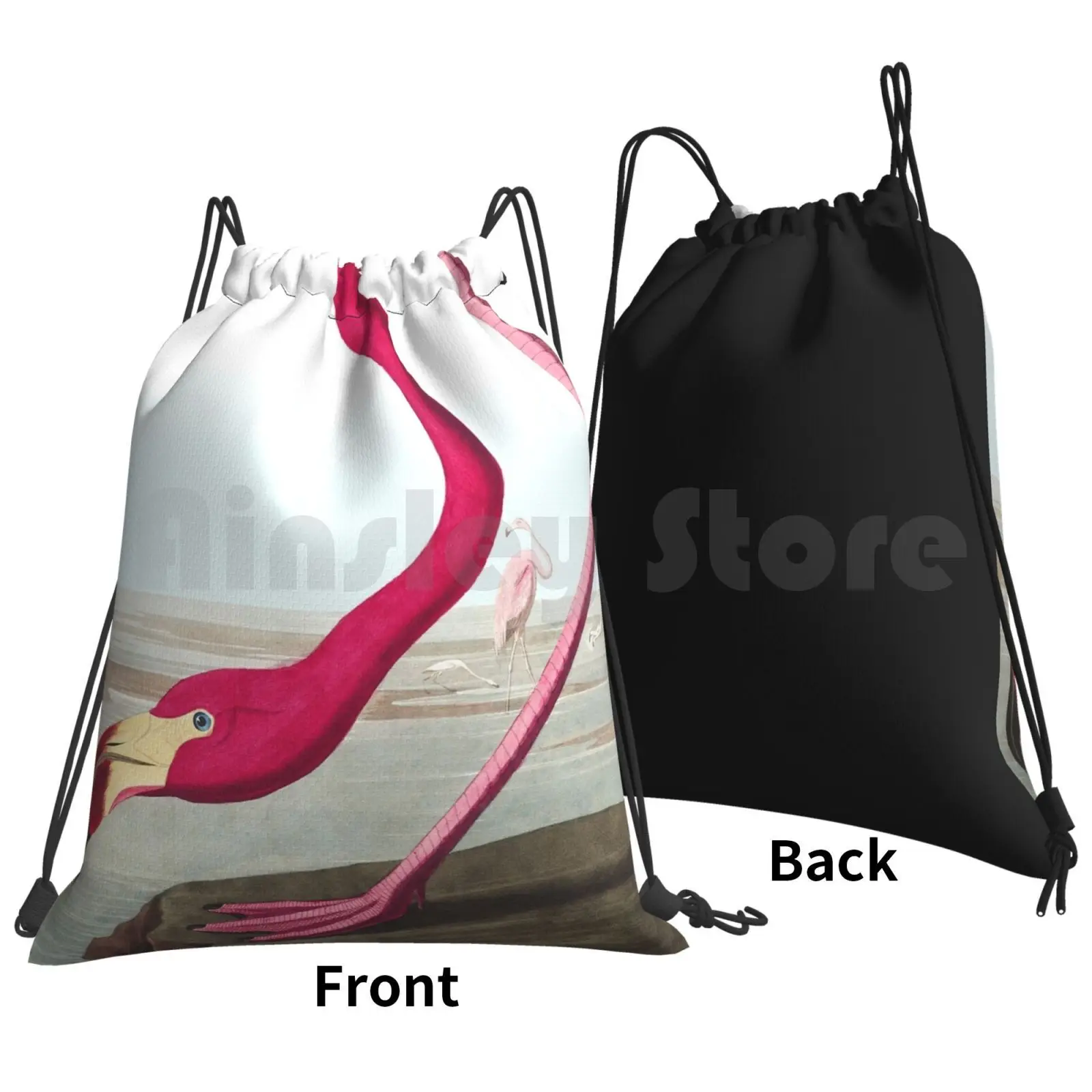 American Flamingo-John James Audubon Backpack Drawstring Bags Gym Bag Waterproof John James Audubon Audubon Birds America