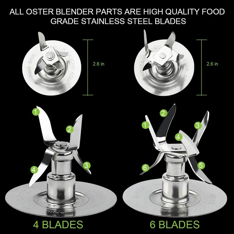 Replacement Parts for Oster & Osterizer Blender Ice Blades 4980 4961 Gasket Coupling Stud Slinger Pin Kit