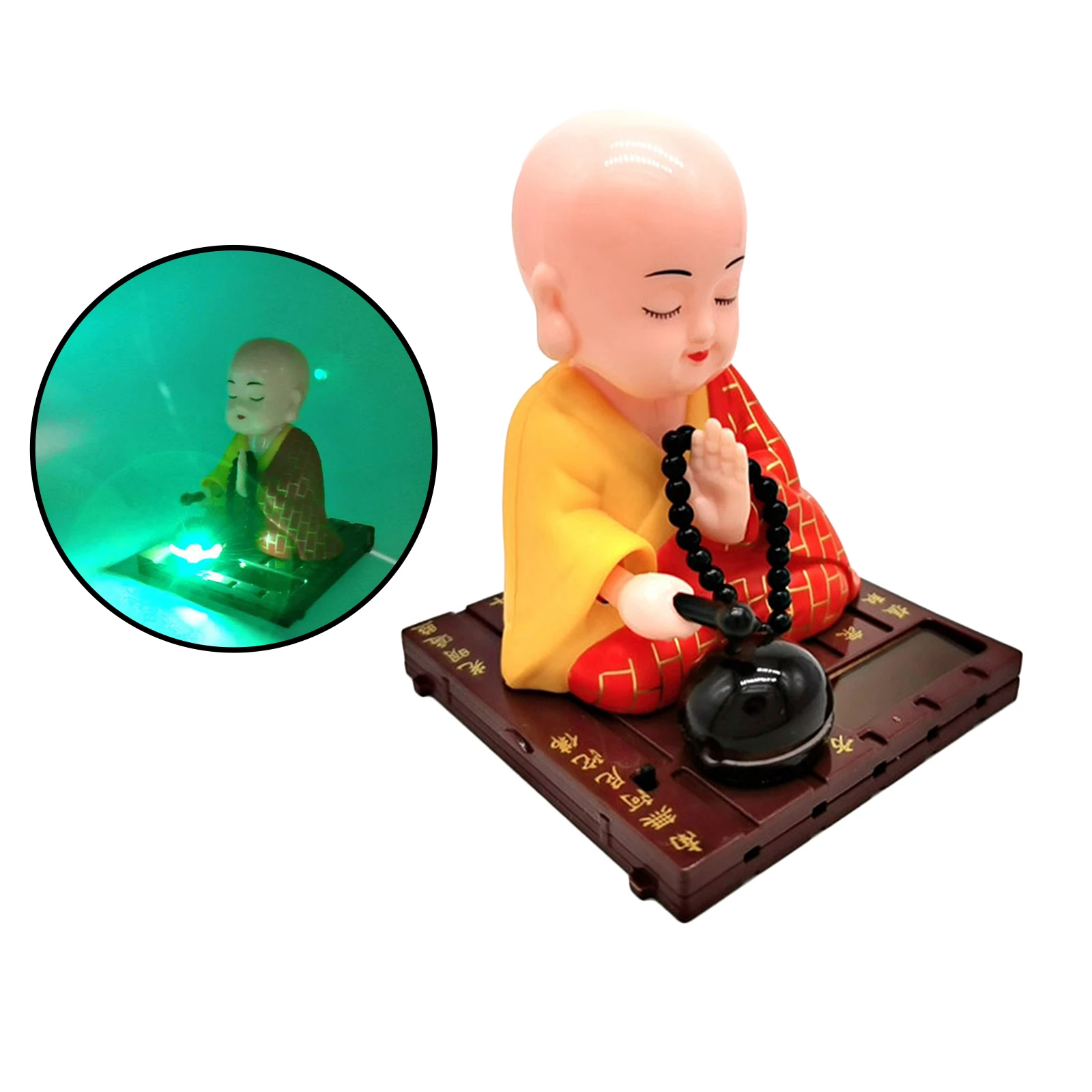 Solar Powered Bobble Shaking Head Dancing Toy Buddhist Monk Doll Figurines Statues Car Dash Board Decorations