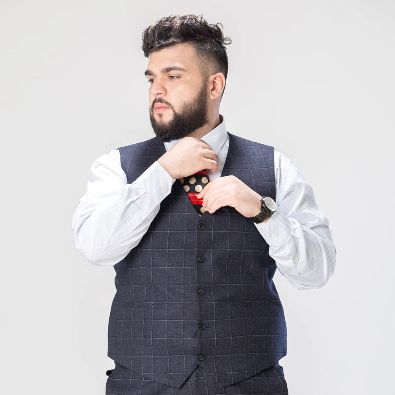 SHAN BAO 6XL 7XL 8XL 9XL Plus Size Plaid Suit Vest 2022 Classic Brand Clothing Business Casual Men\'s Wedding Banquet Office Vest