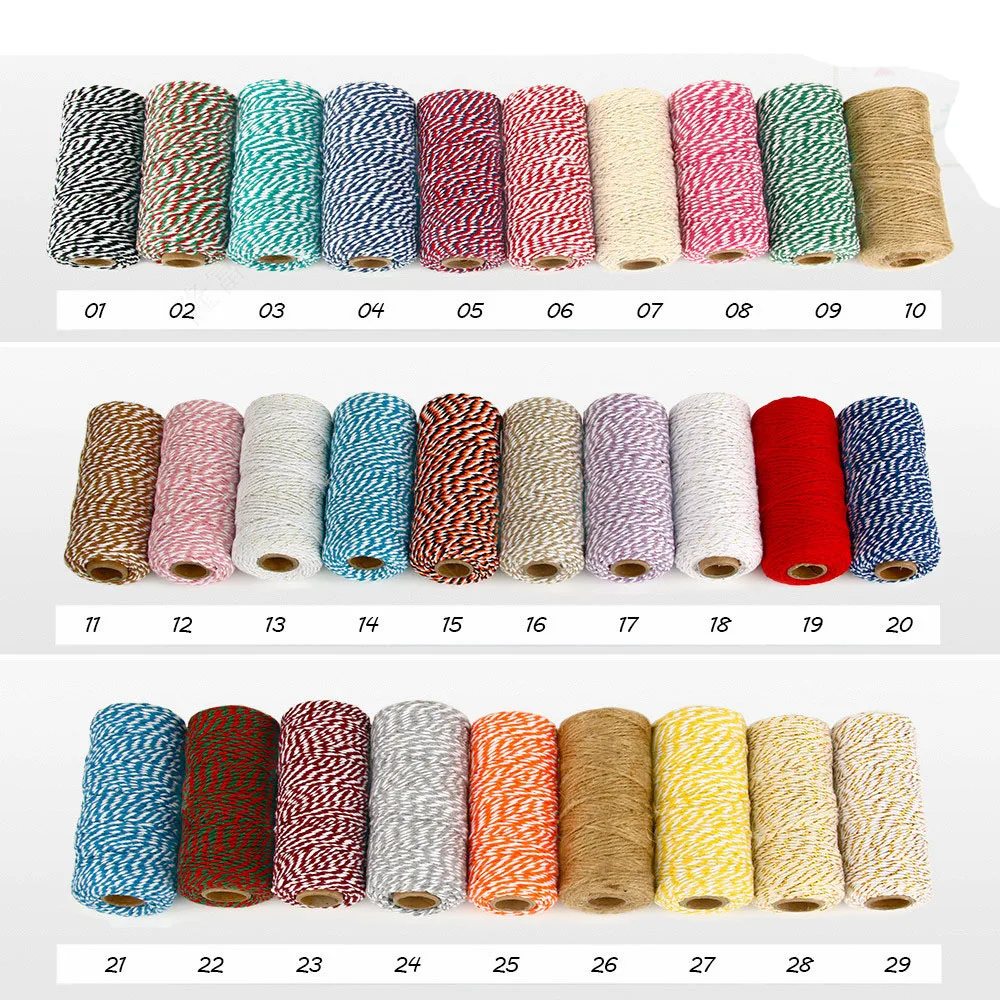 Wool Yarn 100m/Volume 2mm Double-color Cotton Rope Two-tone twine Thread Decoration Braided Cotton Thread 2 Color Cotton MX01