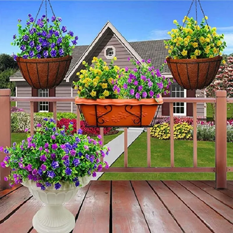 Artificial Flowers 6 Bundles Outdoor Fake Flowers for Decoration UV Resistant No Fade Faux Plastic Plants Garden PorchDecorative