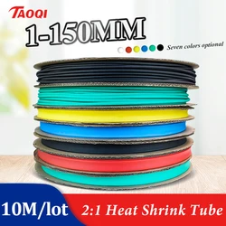 10 METER/LOT BLACK 1/2/3/4/5/6/8/10/10/12/14/16/18/20mm Heat Shrink wrapping Tube kit Insulation Tubing Thermoresistant tube