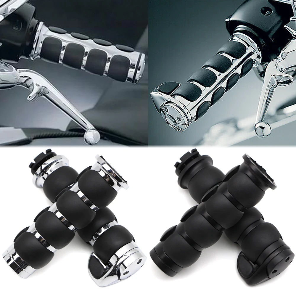 Universal Motorcycle 1'' Handlebar Hand Grips for Harley Ducati Honda Kawasaki Suzuki Yamaha Handle Grip Aluminum Chrome / Black