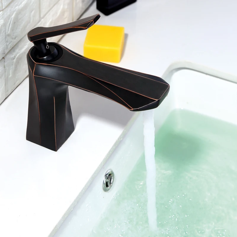 

Wash Basin Faucets Modern Bathroom Faucet Hot And Cold Water Mixer Tap Black Brass Toilet Sink Single Hole Taps