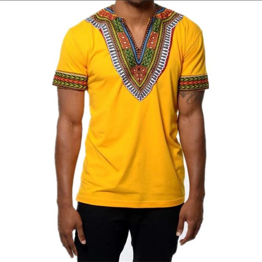 Vestido Dashiki africano para hombre, camiseta informal de manga corta con estampado rico bazin, 6 colores, moda de verano, 2022