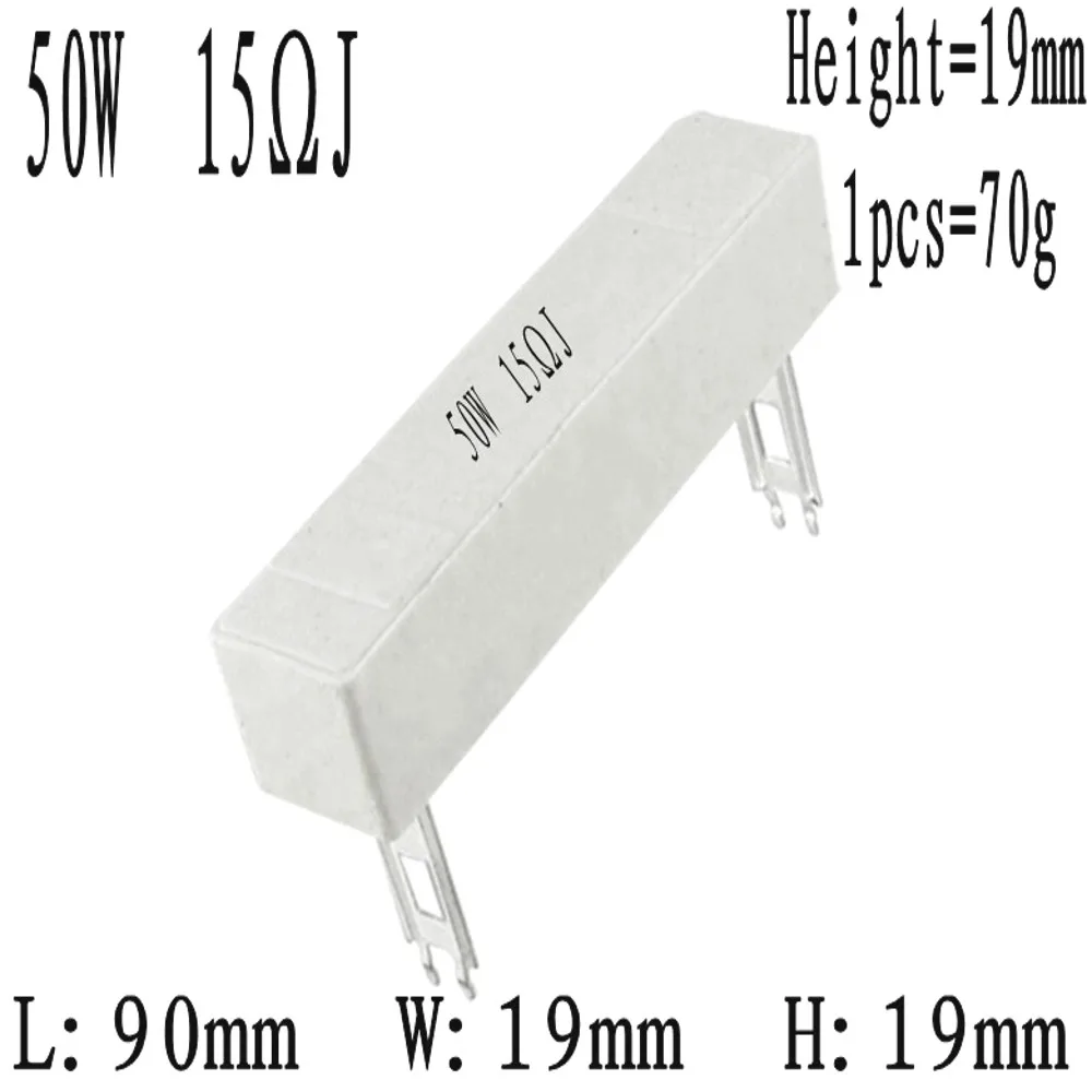 10 Stück 50 W Keramikzement-Hochleistungswiderstand 0,1 ~ 1 K 0,1 0,5 1 1,5 2 2,5 3 4 5 6 8 10 15 20 25 30 50 200 250 300 390 500 Ohm – Detail 9