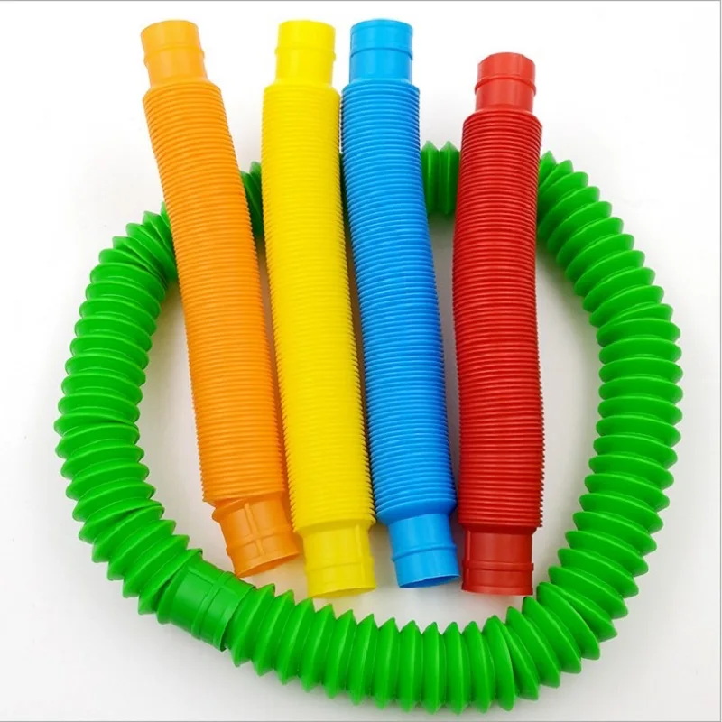 6PCS Flexible Plastic Popular Color Creative Telescopic Pipe Corrugated Decompression Vent Children\'s Toy Birthday Party Gift