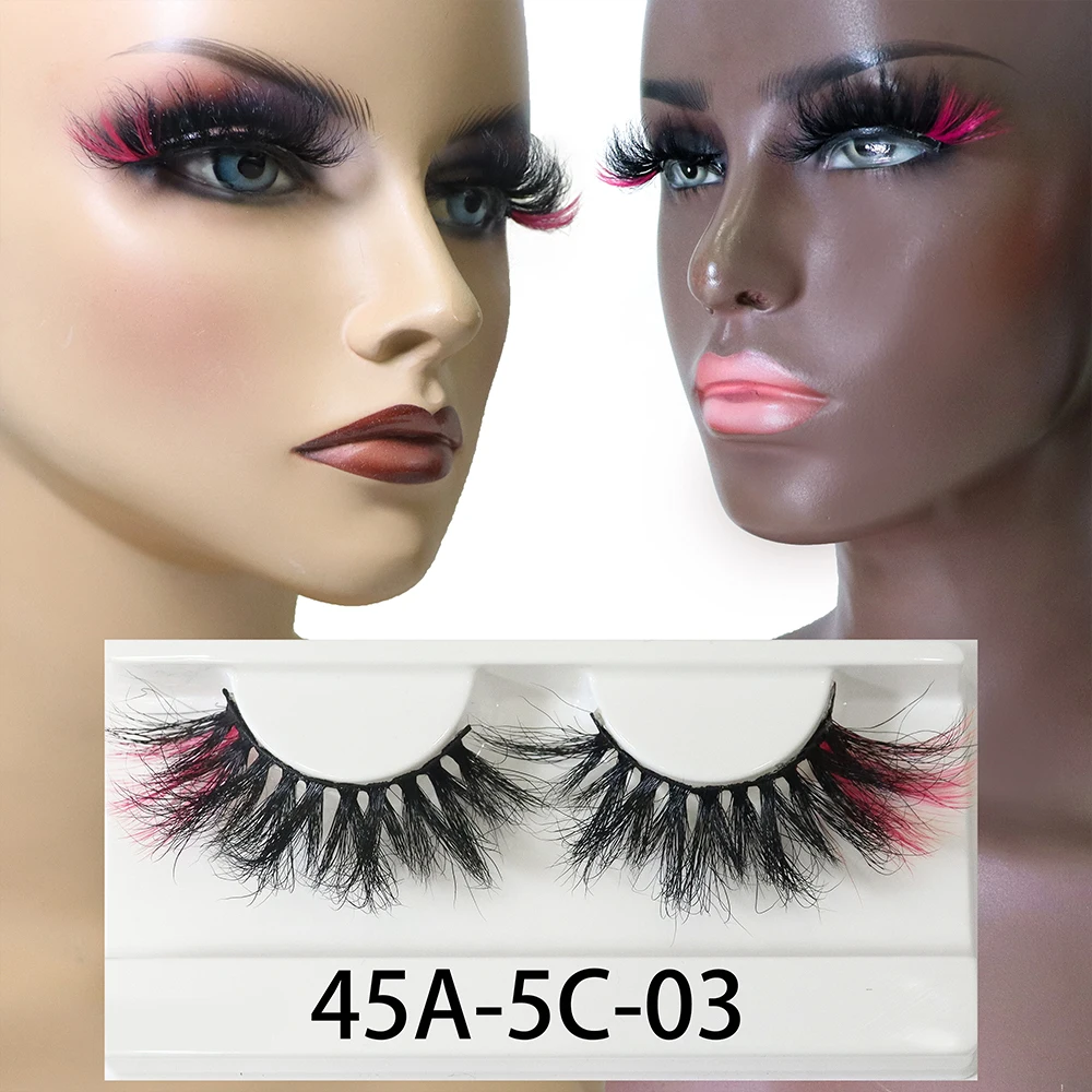 Mix 3D Mink Colored Eyelashes Red Blue Purple Pink Natural Dramatic Strip Lashes Ombre Vegan Fluffy Colourful Cilias Party