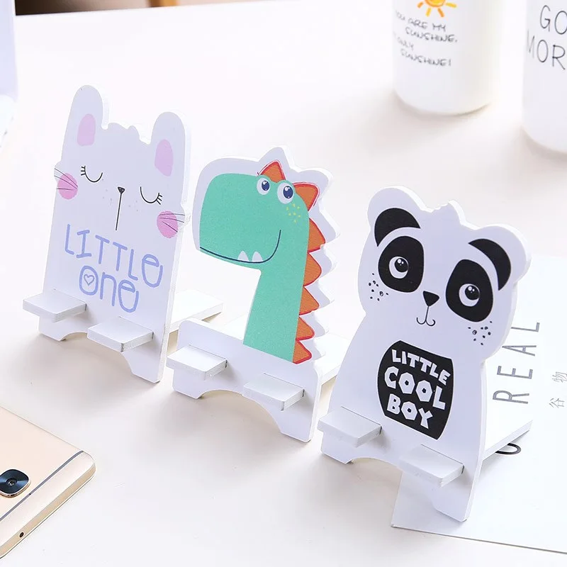 1Pcs Cartoon Wooden Animals Series Mobile Phone Racks Convenient Practical Lazy Desktop Bracket Cell Phone Storage Holders