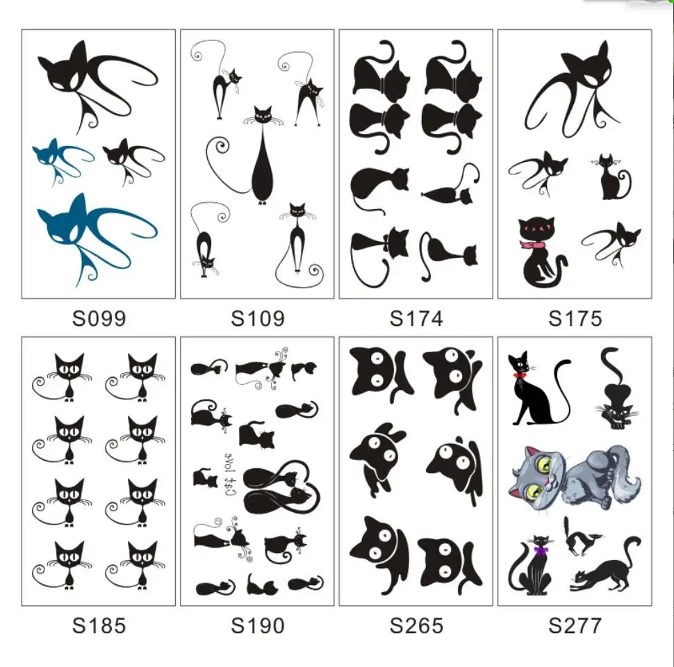 1pc Waterproof Temporary Tattoo Sticker Black Cat Tato Child Wrist Ankle Sexy Tatto Body Art Flash Fake Tatoo Women T2028