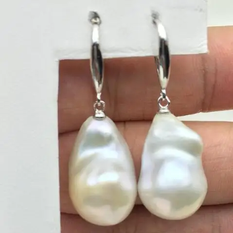 Unique Pearls jewellery Store 14-17mmx22-28mm Huge Baroque Freshwater Pearl Dangle Earring Charming Women Jewelry