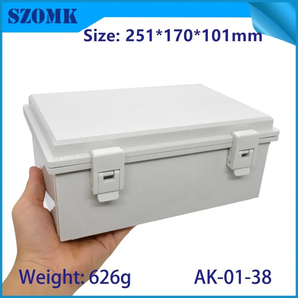 251*170*101mm customizable hinged plastic waterproof enclosure junction box outdoor plastic instrument housing electronics case