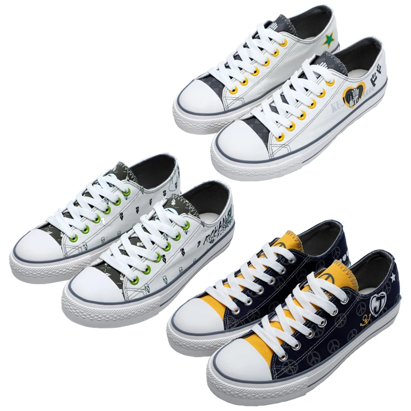 Brdwn JOJOs Bizarre Adventure Golden Wind Giorno Giovanna Bruno Bucciarati Kira Yoshikage Flat Casual Canvas Shoes