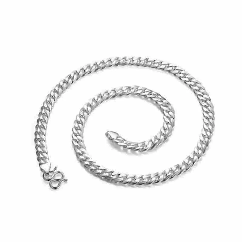 BOCAI New Real S999 Silver Men‘s Necklace Single Flat Chain Dover Personality Domineering Good Luck Fashion Jewelry Wholesale