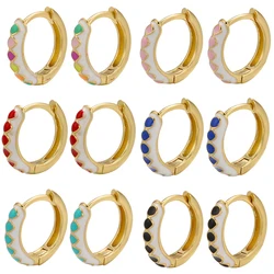 ZHUKOU gold color women hoop earrings summer Dripping oil Enamel Small dots small hoop earrings Fashion jewelry wholesale VE399