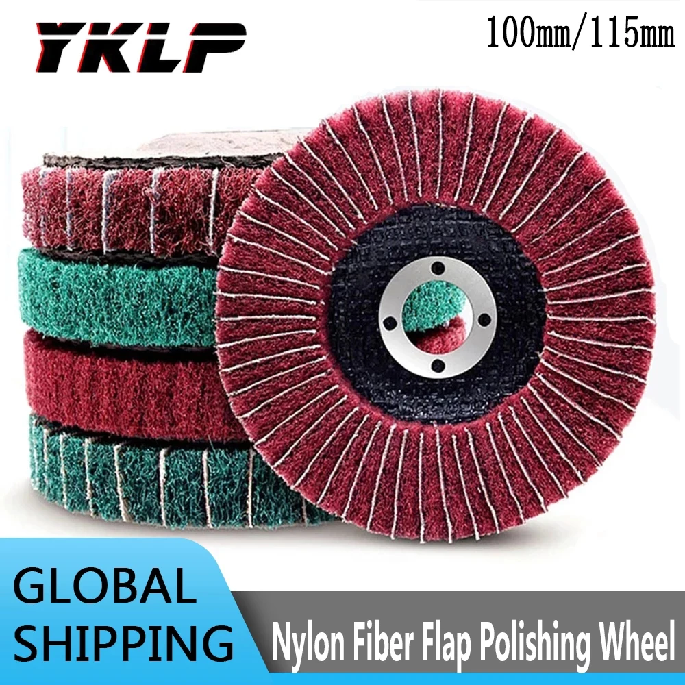 

4"/4.5" Nylon Fiber Flap Polishing Wheel Grinding Disc Non-woven 115*22mm Scouring pad Buffing Wheel for Angle Grinder 100x16mm