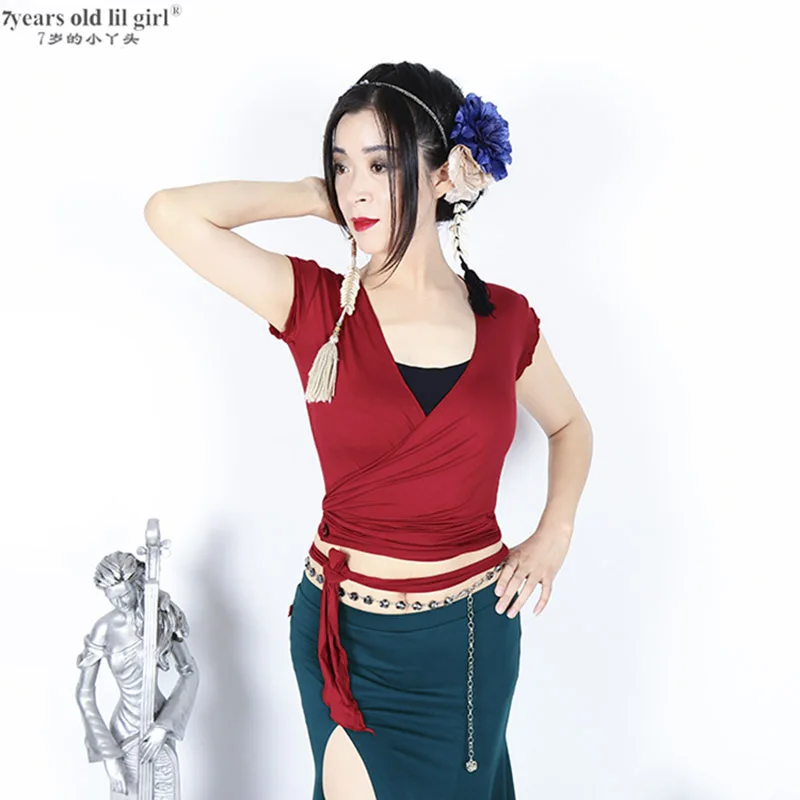 Belly Dance แขนยาวถัก Oriental Professional Bellydance เสื้อผู้หญิงปฏิบัติเสื้อผ้า GCC01-02