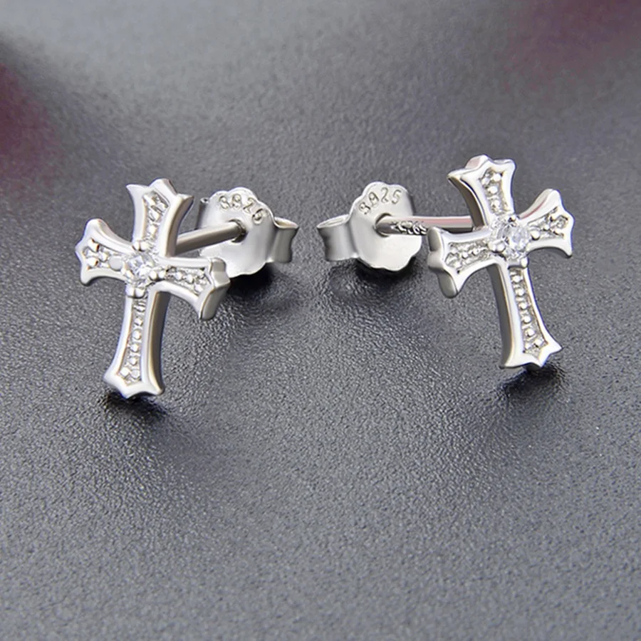 Stud Earrings Cross with Zircon Thomas Style Glam Fashion Good Jewerly For Women,2020Ts Gift In 925 Sterling Silver,Super Deal