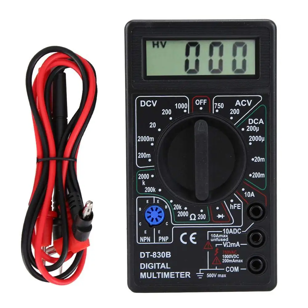 DT830B AC/DC LCD הדיגיטלי מודד 750/1000V מד מתח מד זרם אוהם Tester גבוהה בטיחות כף יד מד דיגיטלי מודד