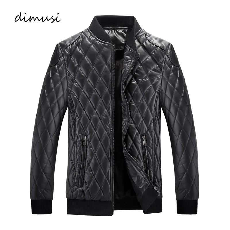 DIMUSI Men\'s Jacket Fashion Man Fleece Vintage Leather Coats Casual Outwear Faux Leather Motorcycle Jackets Biker Coats Clothing