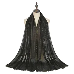 Plain Lurex Glitter Schimmer Fringe Viskose Schal Schal Dame Bling Bling Schalldämpfer Wrap Stirnband Moslemisches Hijab Echarpe Foulard Capes